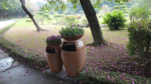 汕頭玻璃鋼花盆垃圾桶，點綴公園好環境。